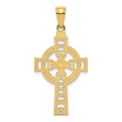 10K Yellow Gold Celtic Cross Eternity Pendant