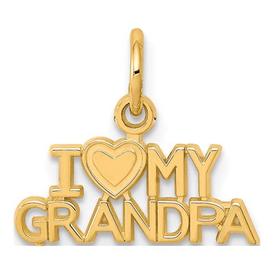 10K Yellow Gold I Heart My Grandpa Charm