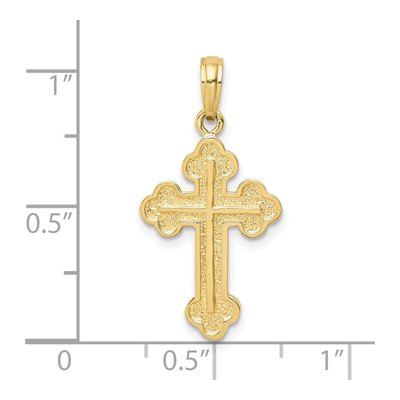 10K Yellow Gold Budded Cross Pendant – view 4