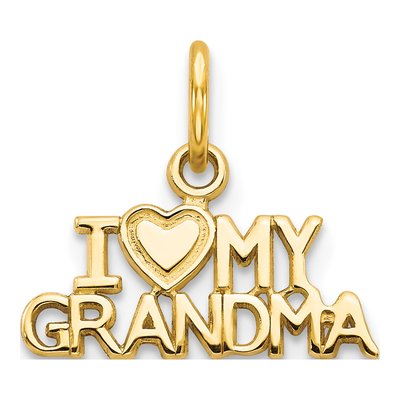 10K Yellow Gold I Heart My Grandma Charm
