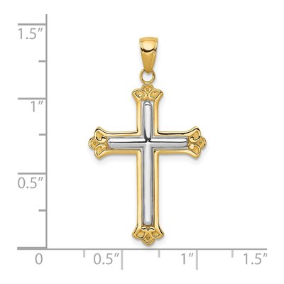 10K Two-Tone Gold Budded Cross Pendant – view 4