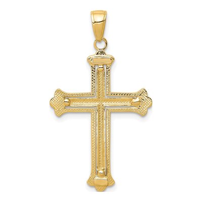 10K Two-Tone Gold Budded Cross Pendant – view 5