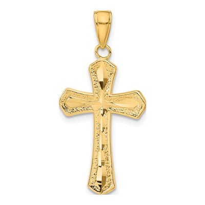 10K Yellow Gold Diamond-Cut Cross Pendant