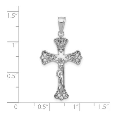 10K White Gold Crucifix Pendant – view 3