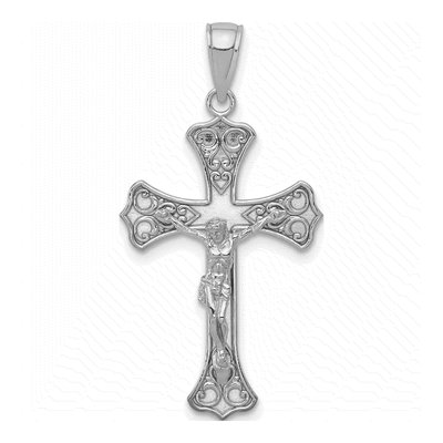 10K White Gold Crucifix Pendant