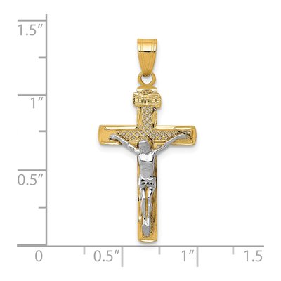 10K Two-Tone Gold Lattice Crucifix Pendant – view 4