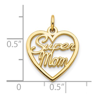 10K Yellow Gold Super Mom Heart Charm – view 4