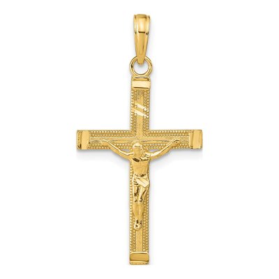 10K Yellow Gold Diamond-Cut Crucifix Pendant