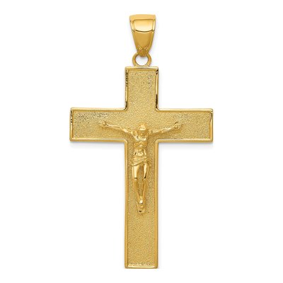 10K Yellow Gold Textured Latin Crucifix Pendant