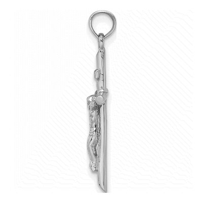 10K White Gold Stick Crucifix Pendant – view 2