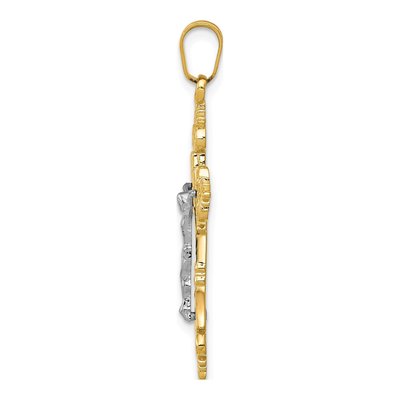 10K Two-Tone Gold INRI Crucifix Pendant – view 3