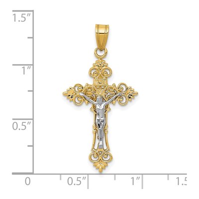10K Two-Tone Gold INRI Crucifix Pendant – view 4