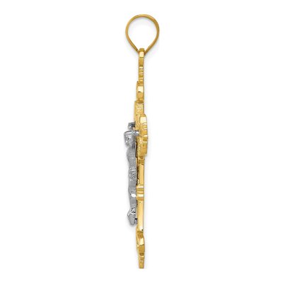 10K Two-Tone Gold Lacey INRI Crucifix Pendant – view 3