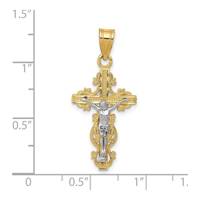 10K Two-Tone Gold Filigree Crucifix Pendant – view 4