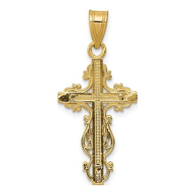 10K Two-Tone Gold Filigree Crucifix Pendant – view 5