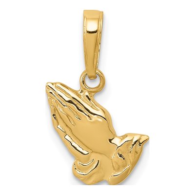 10K Yellow Gold Praying Hands Pendant