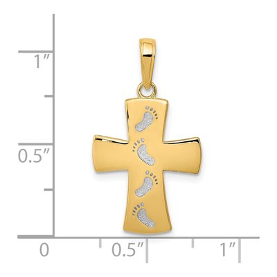 10K Yellow Gold Footprints Cross Pendant – view 4