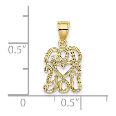 10K Yellow Gold GOD Hearts YOU Pendant – view 4