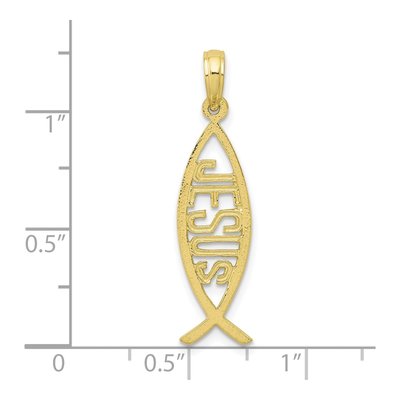 10K Yellow Gold Ichthus Fish Jesus Pendant – view 5