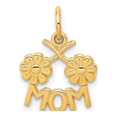 10K Yellow Gold MOM Flowers Pendant
