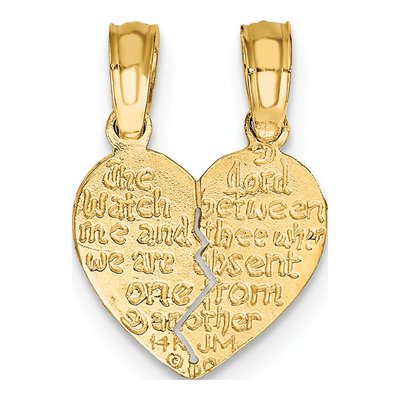 10K Yellow Gold Mizpah Heart Pendant – view 5