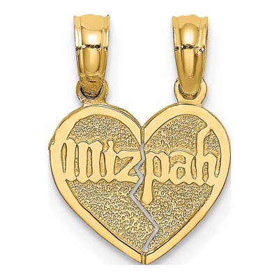 10K Yellow Gold Mizpah Heart Pendant