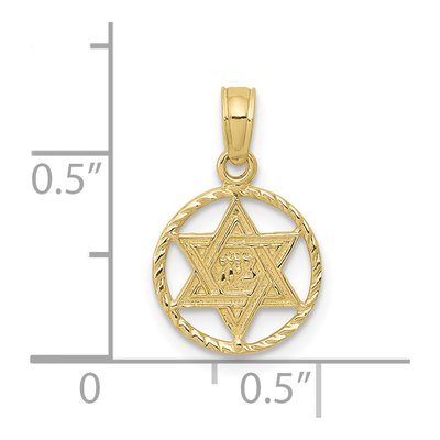 10K Yellow Gold Star of David Circle Pendant – view 4