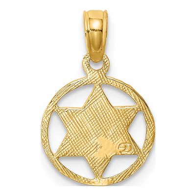 10K Yellow Gold Star of David Circle Pendant – view 5