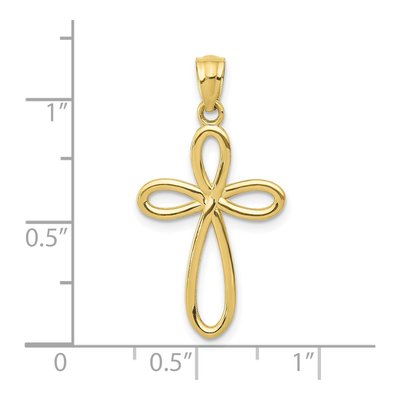 10K Yellow Gold Ribbon Cross Pendant – view 4