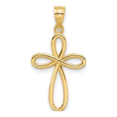 10K Yellow Gold Ribbon Cross Pendant – view 5