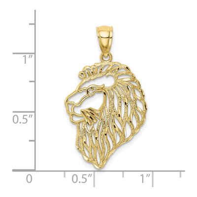 10K Yellow Gold Diamond-Cut Lion Pendant – view 3