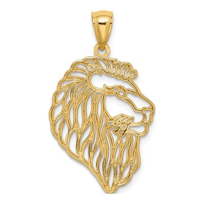10K Yellow Gold Diamond-Cut Lion Pendant – view 4