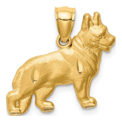 10K Yellow Gold German Shepherd Dog Pendant