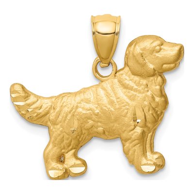 10K Yellow Gold Golden Retriever Dog Pendant