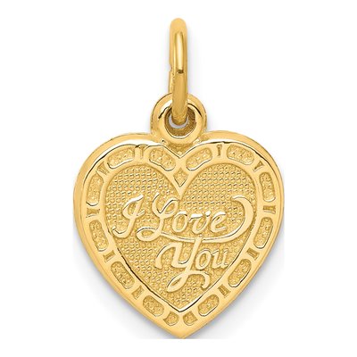 10K Yellow Gold I LOVE YOU Heart Pendant