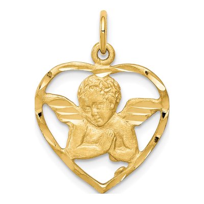 10K Yellow Gold Angel Heart Pendant