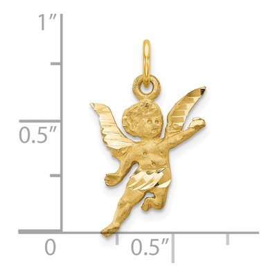 10K Yellow Gold Diamond-Cut Angel Pendant – view 4