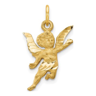 10K Yellow Gold Diamond-Cut Angel Pendant