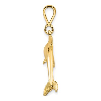 10K Yellow Gold Large Dolphin Pendant – view 3