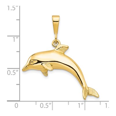 10K Yellow Gold Large Dolphin Pendant – view 4