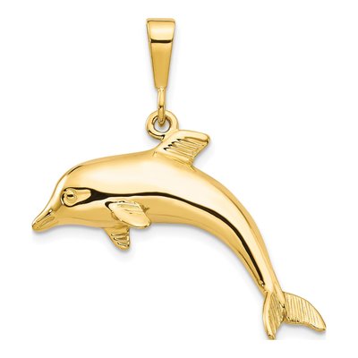 10K Yellow Gold Large Dolphin Pendant