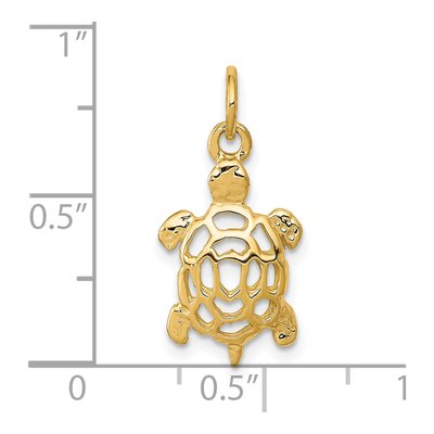 10K Yellow Gold Cut-Out Turtle Pendant – view 3
