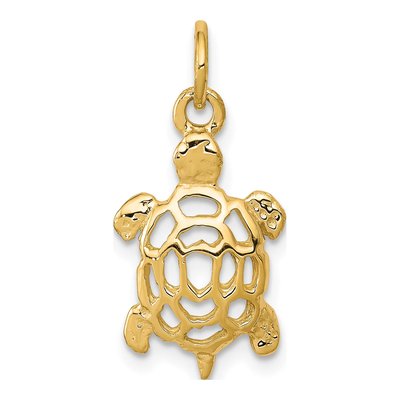 10K Yellow Gold Cut-Out Turtle Pendant