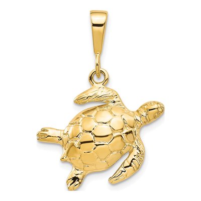 10K Yellow Gold Turtle Pendant