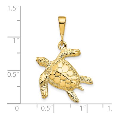 10K Yellow Gold Sea Turtle Pendant – view 4