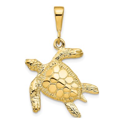 10K Yellow Gold Sea Turtle Pendant