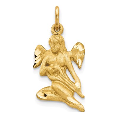 10K Yellow Gold Angel Playing Lute Charm