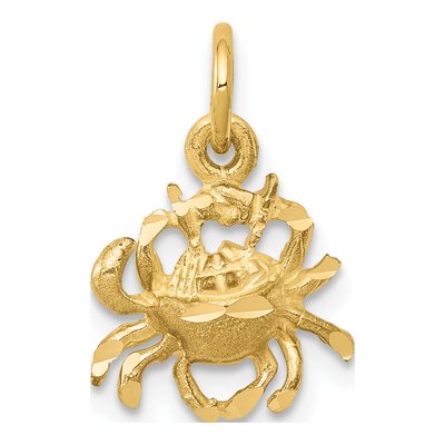 10K Yellow Gold Crab Charm