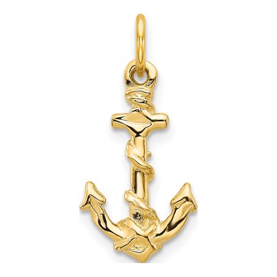 10K Yellow Gold Anchor Pendant