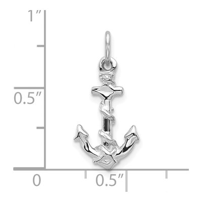 10K White Gold Anchor Pendant – view 3